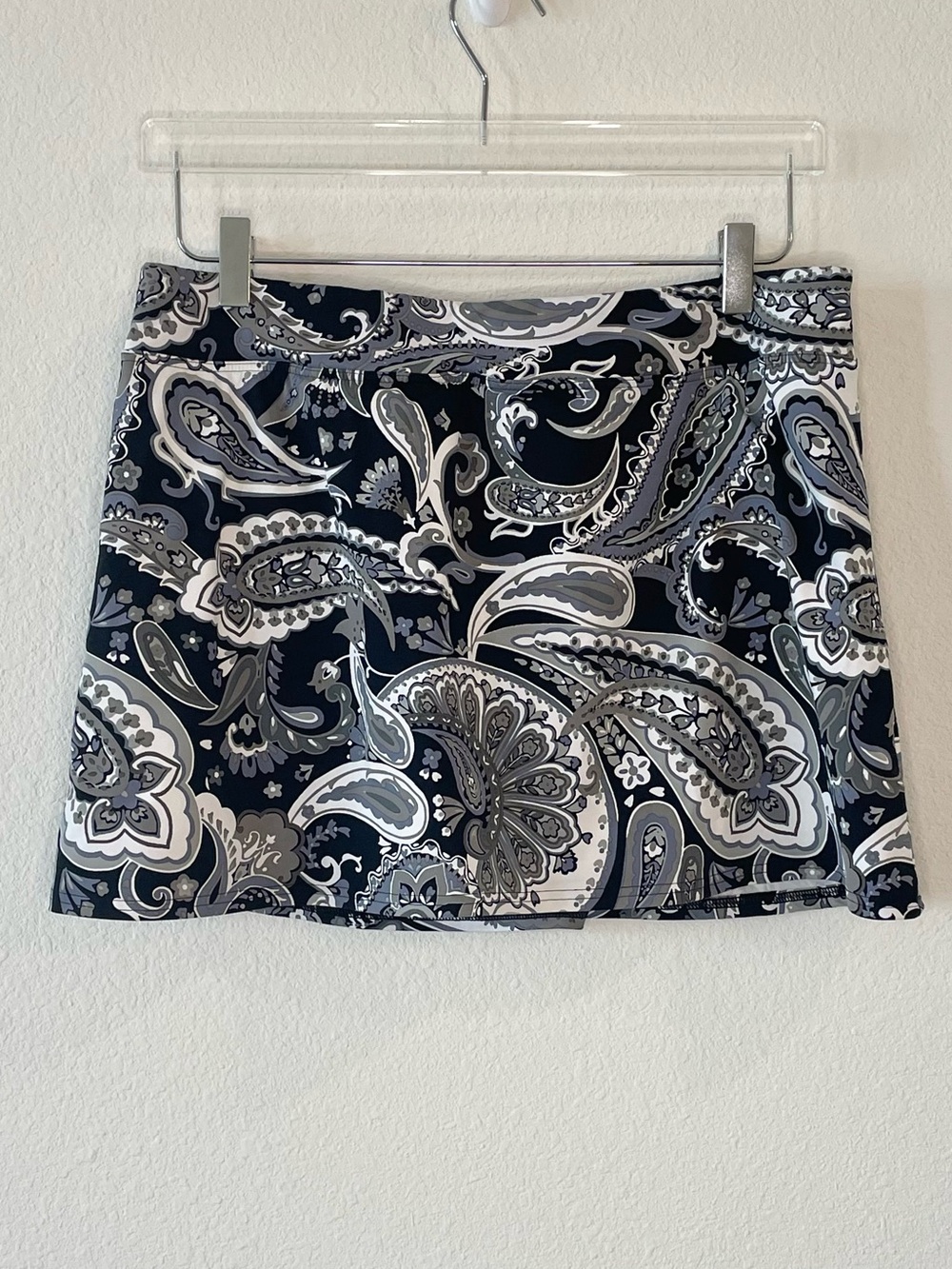 Land’s End Paisley Print Swim Skort - Black & Gray